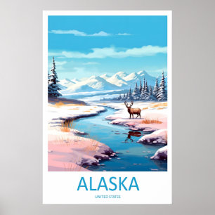 Póster Nacional de Esquí del Parque de Alaska Vint