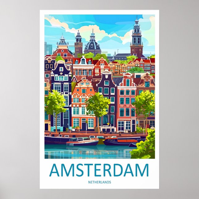 Póster Nacional de Viaje de Amsterdam Parque de Es (Frente)