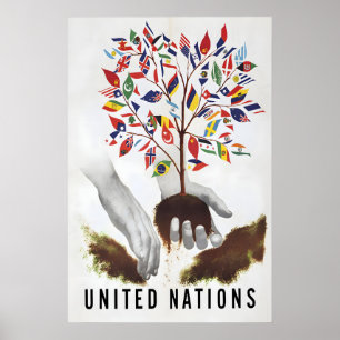 Póster Naciones Unidas 1947 Prosperar juntos