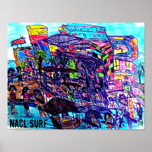 Póster NaCL SURF COSTA SUR WAIKIKI (Frente)