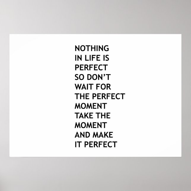 Póster Nada en la vida es perfecto (Frente)