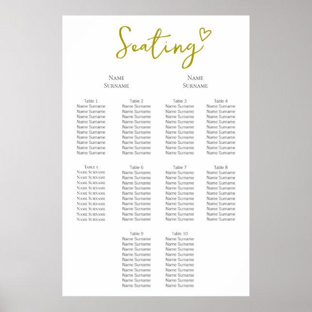 Póster Nada Fancy Ama Solamente El Plan De Asientos Boda (Frente)