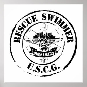 Póster Nadador del rescate (Grunge)