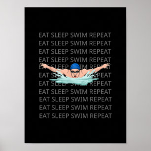 Póster Nadadora Amor Divertido Natación Niño Deporte