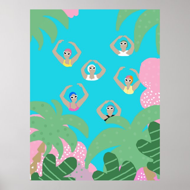 Póster Nadadores artísticos | Ilustracion artístico de na (Frente)