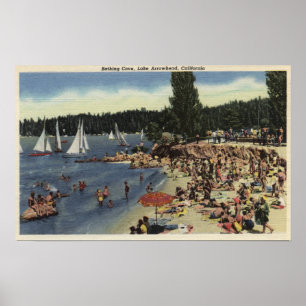 Póster Nadadores en el baño de la playa de la ensenada