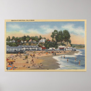 Póster Nadadores y bañistas en la playa