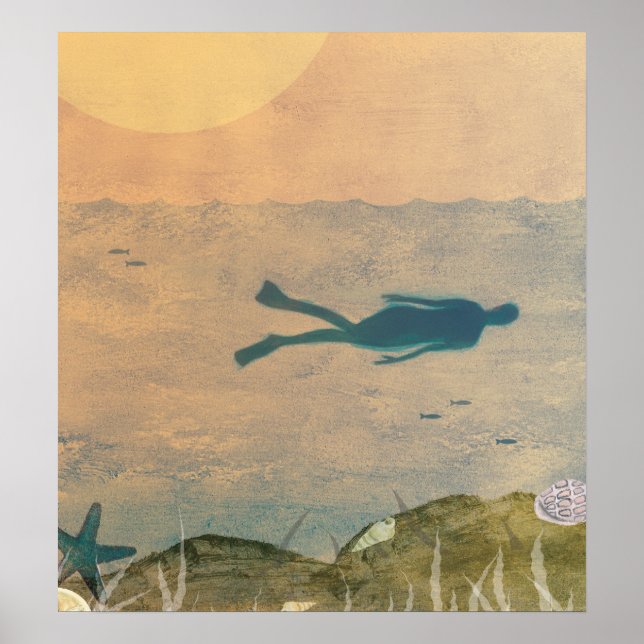 Póster Nadando en el océano (Frente)