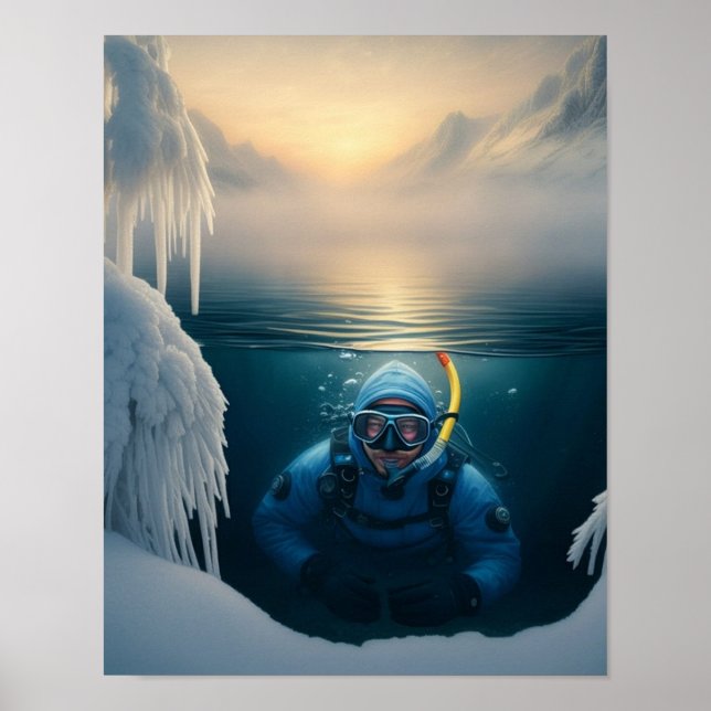 Póster Nadar como hacen los peces en invierno (Frente)