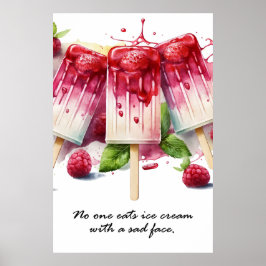 Póster Nadie come helado con un triste poster facial