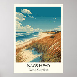 Póster Nags Head North Carolina Vintage Beach Dunes Art