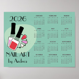 Póster Nail Art Manicure Design 2026 Calendar Poster