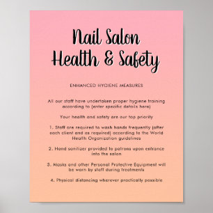 Póster Nail Salon Health Pink Pastel Color Covid Safety