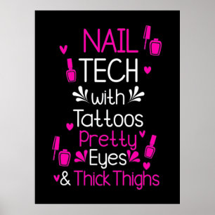 Póster Nail Tech Con Tatuajes