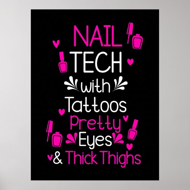 Póster Nail Tech Con Tatuajes (Frente)