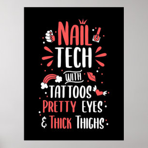 Póster Nail Tech Con Tatuajes