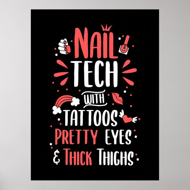 Póster Nail Tech Con Tatuajes (Frente)