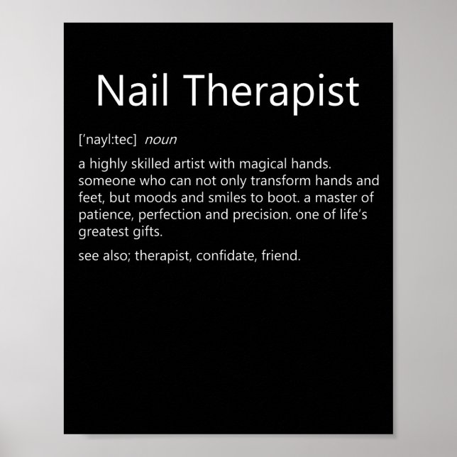 Póster Nail Therapist Definition Nail Tech Nail (Frente)