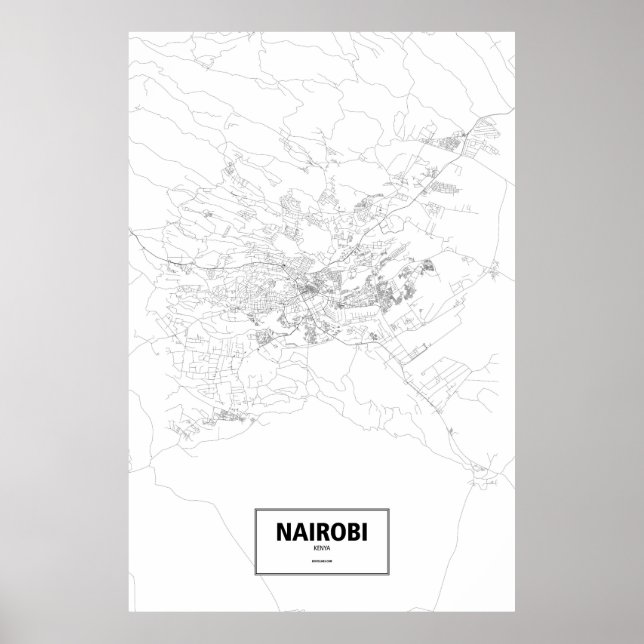 Póster Nairobi, Kenia (negro sobre blanco) (Frente)