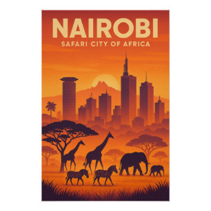 Póster Nairobi, Kenia viajes retro en 2026