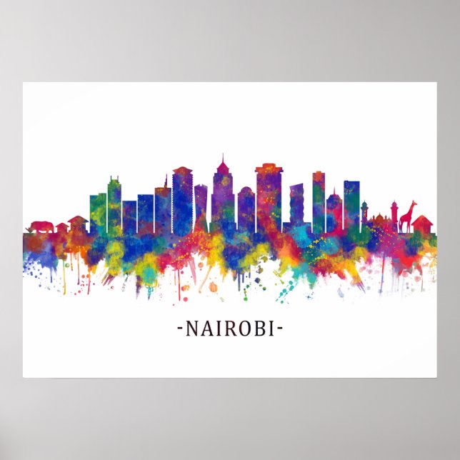 Póster Nairobi Kenya Skyline (Frente)