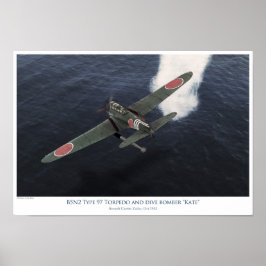 Póster Nakajima B5N1 "Kate" del bombardero de torpedos
