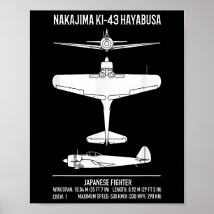 Póster Nakajima Ki-43 Avión japonés de combate Hayabusa
