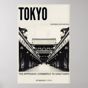 Póster Nakamise Dori Tokio Arte de Viaje (Negro