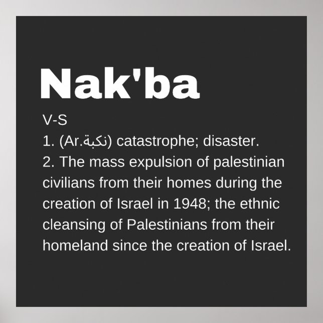 Póster Nakba Significado diseño Nakba Definición del text (Frente)
