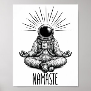 Póster Namaste Astronauta Espacio de Yoga Meditación Post