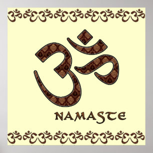 Póster Namaste con Om Symbol Brown y Cream