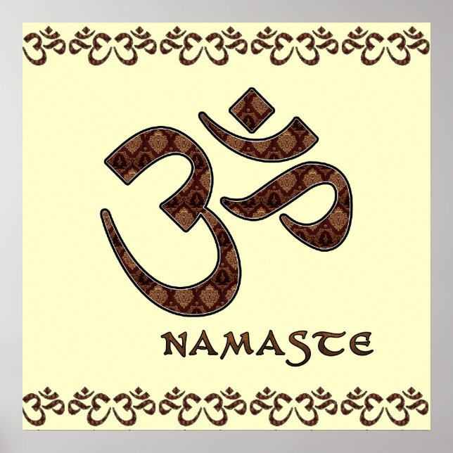 Póster Namaste con Om Symbol Brown y Cream (Frente)