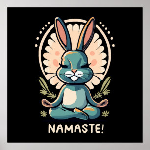 Póster namaste conejo yoga conejo meditación