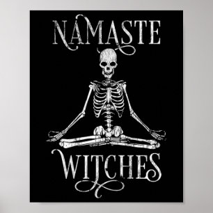 Póster Namaste de esqueleto de yoga de Halloween angustia