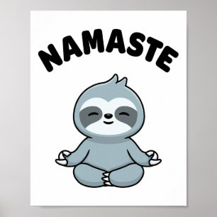 Póster Namaste Divertido Lindo Perezoso Kawaii Yoga Perez