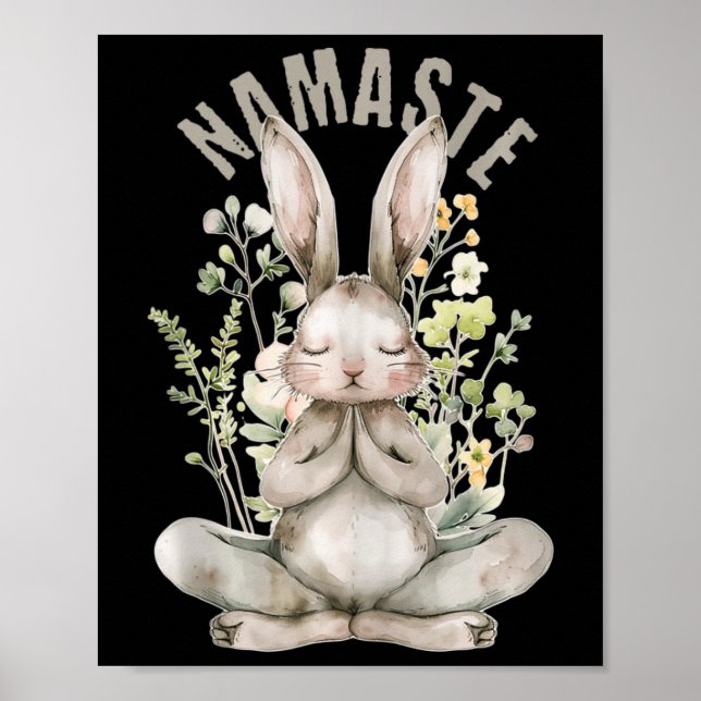 Póster Namaste Easter Rabbit Zen Yoga Interior Peace Spir (Frente)