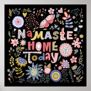 Póster Namaste Home Today Folk Art Floral