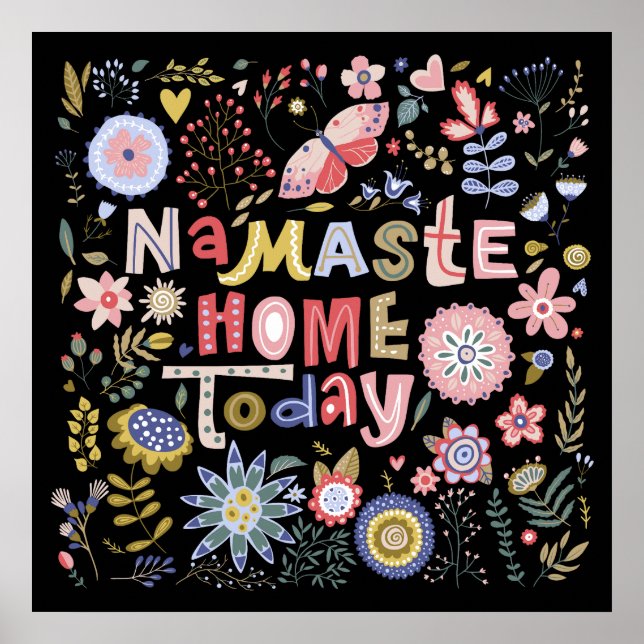 Póster Namaste Home Today Folk Art Floral (Frente)