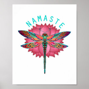 Póster Namaste Lotus Dragonfly Yoga