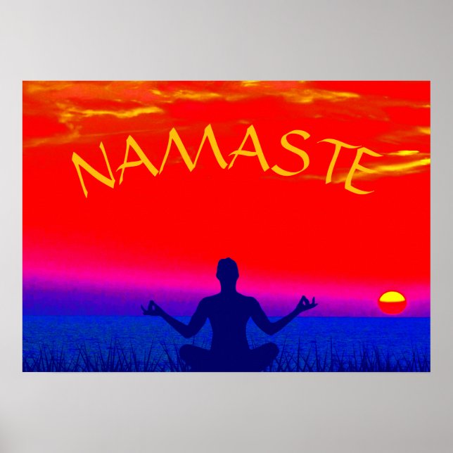 Póster Namaste Mindfulness Meditation and Yoga Zen Sunset (Frente)
