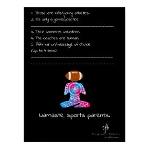 Póster Namaste, Padres de Deportes Neon Rojo y Azul Fútbo