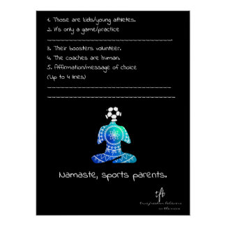 Póster Namaste, padres de deportistas CM Blues Soccer