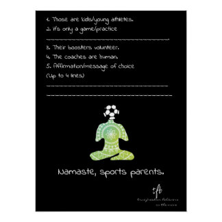 Póster Namaste, Padres de Deportistas Pepino Sin Aire Fút