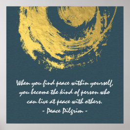 Póster Namaste Yoga Meditation Cita Blue Gold ZEN Rótulo