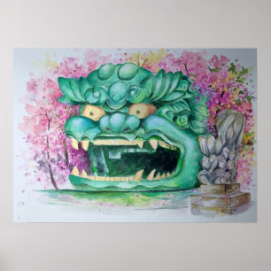 Póster Namba Yasaka Shrine Osaka Watercolor Art Imprimir