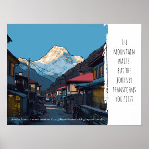 Póster Namche Bazaar Everest View Illustrated Motivation