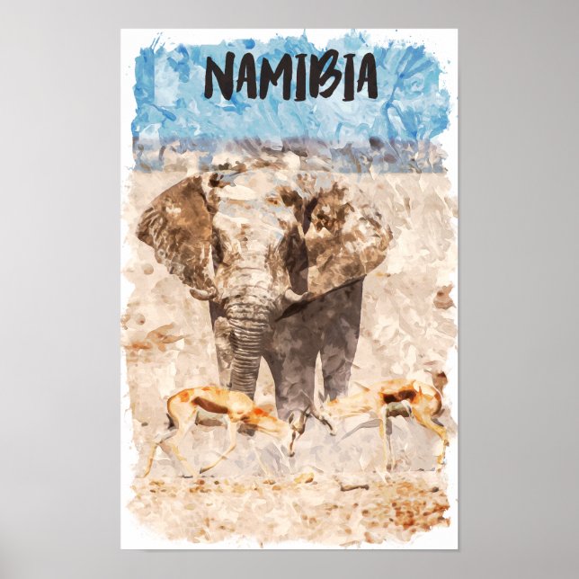 Póster Namibia Safari de Vida Salvaje en África (Frente)