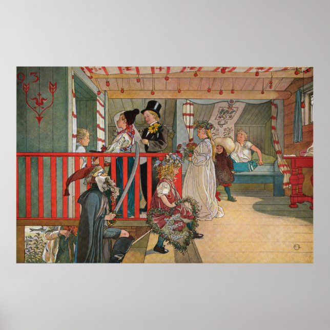 Póster Namnsdag på härbret, Carl Larsson (Frente)
