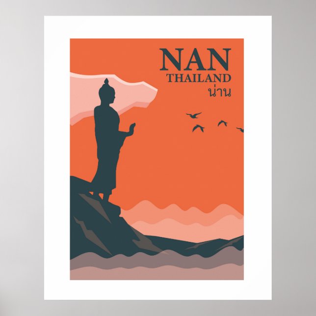 Póster Nan Retro Style Thailand Travel Wall Art (Frente)
