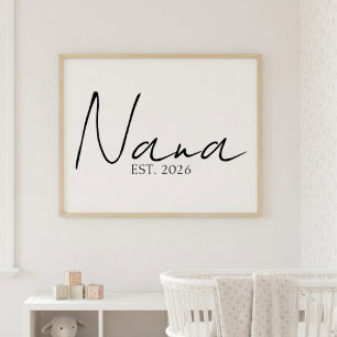 Póster Nana atemporal EST Año Elegante Familia Script